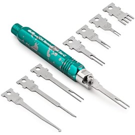 JRready ST5255 Pin Extractor Tool,Terminal Removal Tool Includes 8 Pcs Replacement Tips,Suitable for AMP/Delphi/Molex/Bosch Connector Etc.,Automotive/Computer Repair Terminal Release Tool Kit
