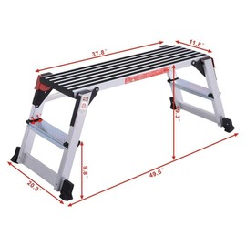 Giantex Aluminum Platform Non-Slip Folding Work Bench Drywall Stool Ladder 330lbs Capacity