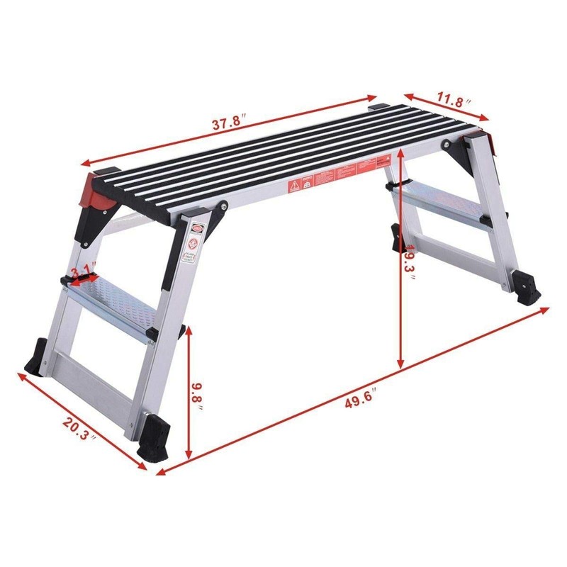 Giantex Aluminum Platform Non-Slip Folding Work Bench Drywall Stool Ladder