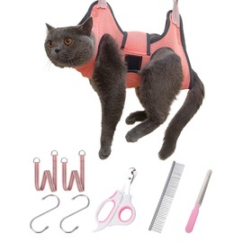 Kkiimatt Cat Dog Grooming Hammock Harness, XS Pet Grooming Hammock for Puppy Small Dogs/Cats, Dog Nail Trimming Hammock with Nail Clippers Dog Grooming Sling with Wide Strap Sewed on Pet Restraint Bag