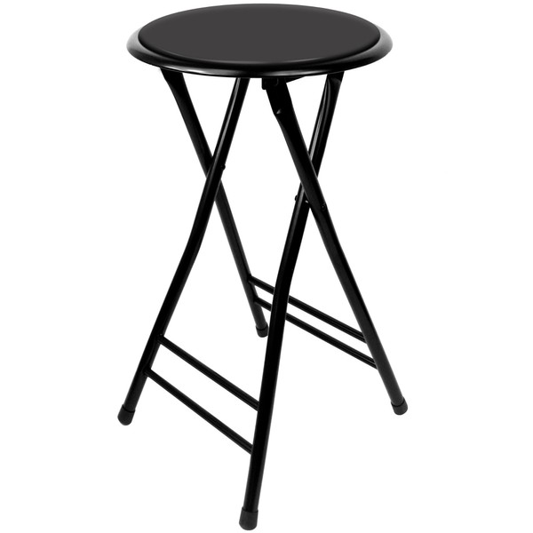 Counter-Height Bar Stool – Heavy-Duty 24-Inch Backless Folding Chair with 300 LBS Capacity for Kitchen or Rec Room by Trademark Home Collection (Black)