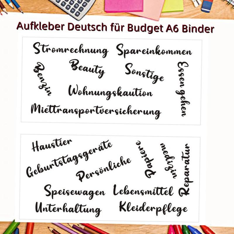96 Sheets Budget Sheets German A6 Refill Paper Budget Planner
