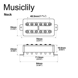 Roswell FLT2-N FILTERTRON 48.5mm(1-29/32 inch) String Spacing Alnico 2 Humbucker with Ear Mount Neck Pickup 4K for Electric Guitar, Nickel