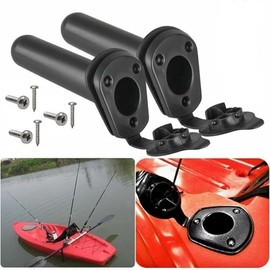 2 x Flush Mount Rod Holders for Kayaks, Canoes and Boats Includes Cap, Gasket and Stainless Steel Screws