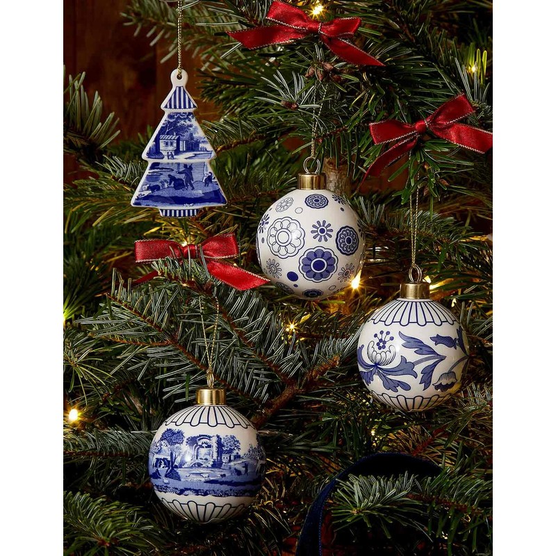 Spode Blue Italian 7 cm Ceramic Christmas Bauble - Spokes