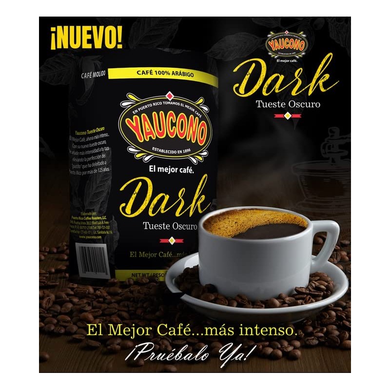 Yaucono Dark Roast Whole Bean Coffee, Puerto Rico, 100% Arabica,