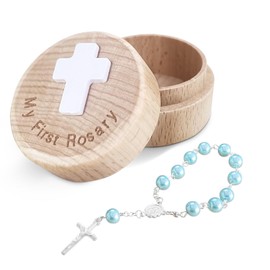 TBTFW TBTFW My First Rosary, Baptism Keepsake Box, Catholic Baptism Gifts for Boys, Rosary for Baby Birthday and Shower