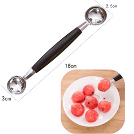 CALLYSONIC Ball Cutters, Pack of 3 Double-Sided Hollow Out Spoons, Stainless Steel, Ice Cream Scoop, Small, Melon Baller, Essential for Serving Fruit, Scoop