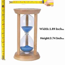 Mini Wooden Sand Timers,100% Bamboo Hourglass Sand Timers 5Min Sandglass Timer for Toothbrush Timer Games Classroom Home Office Cooking（Blue+5Min）