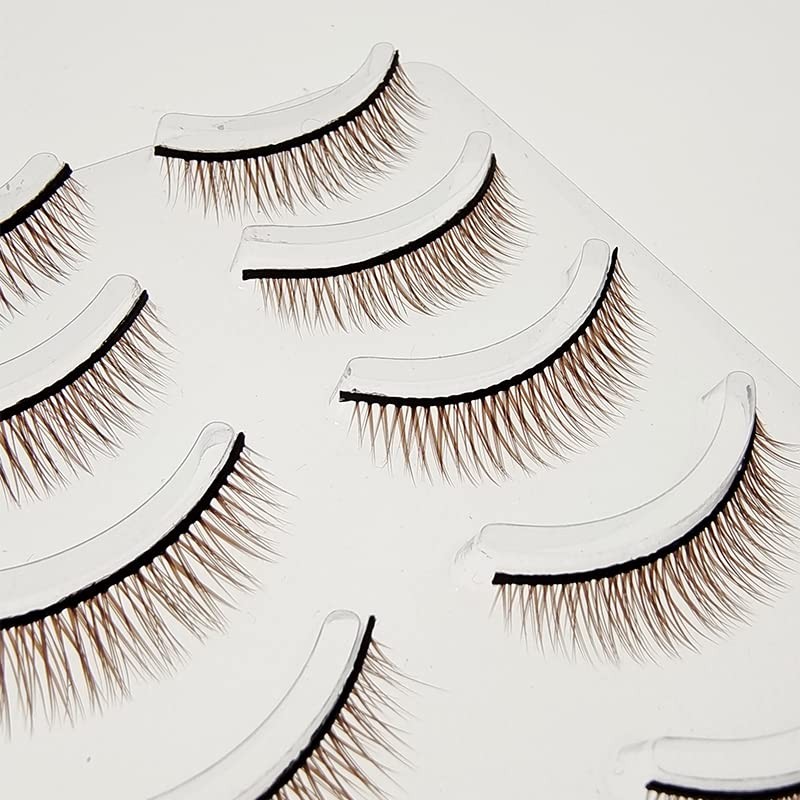 D-ONE Natural 5 Pairs False Eyelashes (A06, Natural Cross Brown)