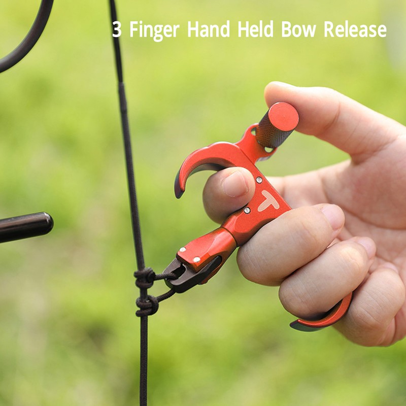 3 Finger Hand Held Bow Release Aluminum Alloy Thumb Release