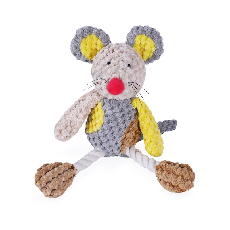Rosewood Molly Mouse Dog Toy, grey, yellow, All Breed Sizes
