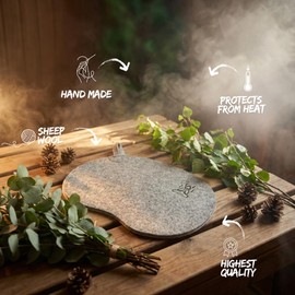 Premium Wool Felt Sauna Seat Cushion - Handmade Grey Felt Mat with Heat Protection and Insulation for Bench, Chair or Floor in Finnish, Russian, Infrared Dry Sauna - Home Spa Accessories