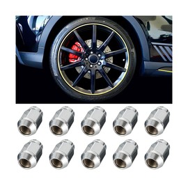 JNNJ 10 Pieces Chrome Closed End M12x1.5 Lug Nuts, Lug Rustproof Wheel Nut, Excellence Set of Alloy Wheel Nuts, Closed End Bulge Acorn Lug Nuts, Replacement Wheel Nut Fororiginal Aluminum Rims