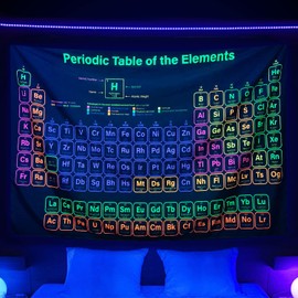 Uokiuki Blacklight Tapestry Periodic Table of Elements UV Reactive Chemistry Chart Educational Wall Hanging for Bedroom Classroom Living Room Dorm 40 X 28 Inch