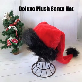 OLLULL Red Deluxe Adults Santa Hat for Colorful And Funny Christmas Theme