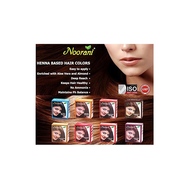 Noorani - Henna para cabello (6 x 10 g), color