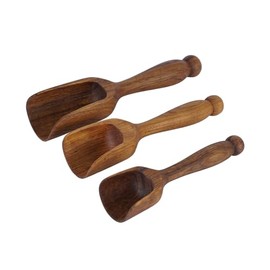 Rico & Plato Teak Lentil Scoop with Long Handle Set | 7 2/7" L x 2" W x 2" H, 8 1/2" L x 2 1/6" W x 2 1/6" H, 9 2/3" L x 2 1/3" W x 2 1/3" H
