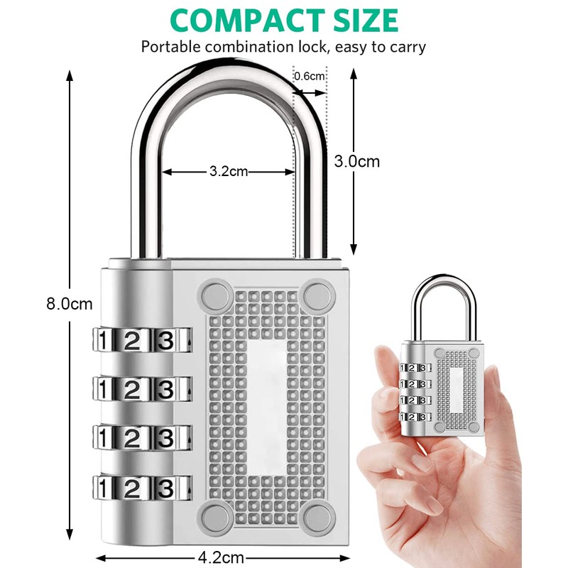BeskooHome 2 Pack Combination Padlocks, Resettable 4-Digit Gym Locker Padlocks,