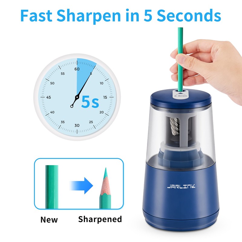 JARLINK Electric Pencil Sharpener, Heavy-Duty Helical Blade to Fast Sharpen,