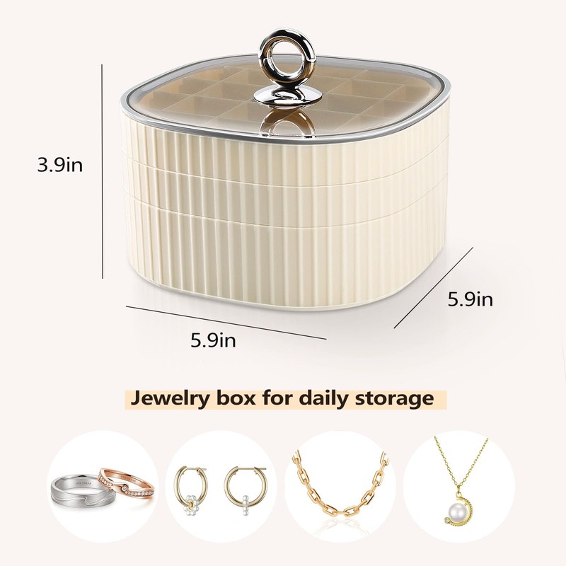 Sunkaioo Earring Organizer,Stackable 3-Layers Clear Jewelry Box with Lid,Stud Earring