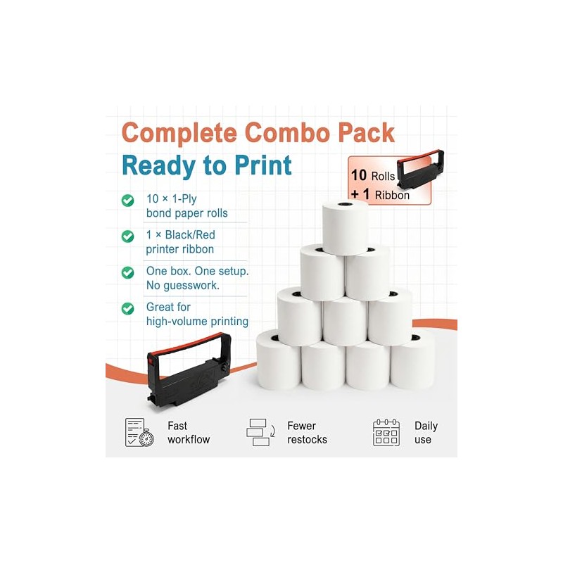Single Ply White Bond Paper for Dot Matrix Kitchen Printer