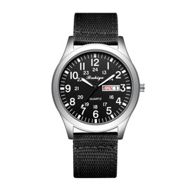 BOSHIYA Men's Military Tactical Field Watches Outdoor Sports/Work Watch Waterproof Analogue Quartz Watches Minimalist Lightweight Nylon Watch - Imported Japanese Movement/40mm Waterproof/Date Display,