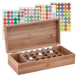 Better Quality Than Pine - 26 Slots Bamboo Essential Oil Organizer - Holds 5 10 15 ml Aromatherapy Bottles - Ideal Travel Storage Case Display Presentations Containers Box #3