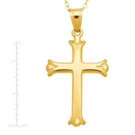Finecraft Simple Cross Pendant Necklace in 10K Gold