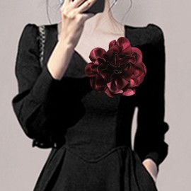 Flower Pins for Clothes Large Rose Flower Brooches Lapel Pins Dainty Fabric Flower Pins Delicate Elegant Handmade Flower Brooches for Wedding Party Dance Banquet Dress Suit Ceremony Clothes