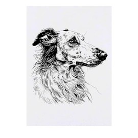 'Borzoi Dog Portrait' Temporary Tattoo - Water Resistant, Skin-Safe, Non-Toxic Transfer (TO00073185)