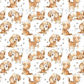 Pingianer Dog 100% Cotton Fabric, Children, Sold by the Metre, Craft, Sewing Fabric (Dog Merry White, 200 x 160 cm)