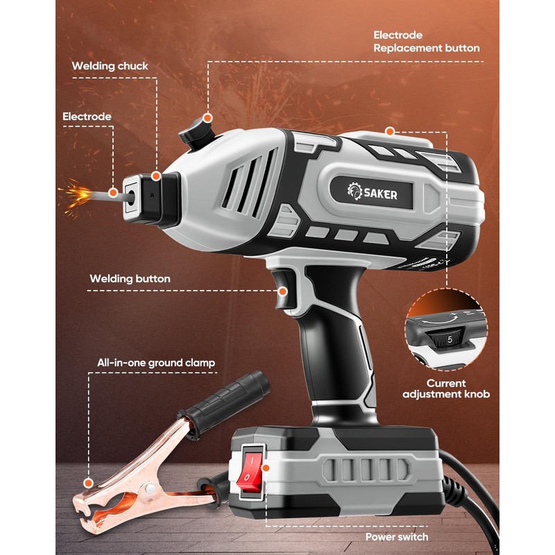 Saker Portable Welding Machine, 110V Arc Stick Welder with IGBT
