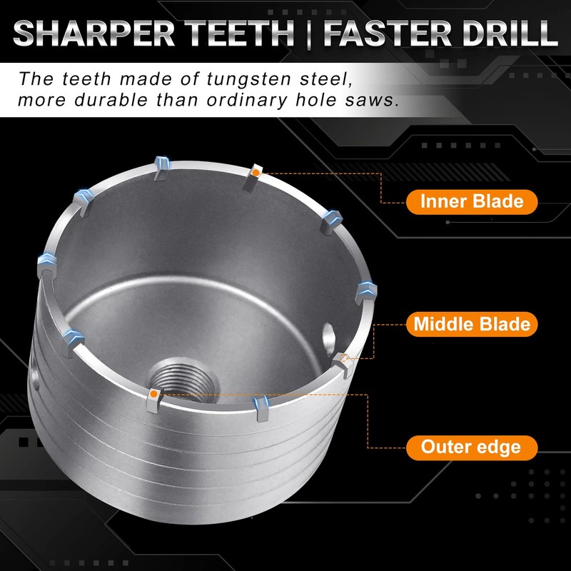 DEHUIWI 9PCS Masonry Hole Saw Kit - 4 Inch SDS