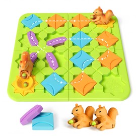 STEM Board Games Kids Toys, Maze Brain Teaser Puzzles Learning Games for Kids Ages 4-8 118 Challenges 5 Difficulty Levels Squirrel Logic Track Building Blocks, Educational Montessori Birthday Gifts