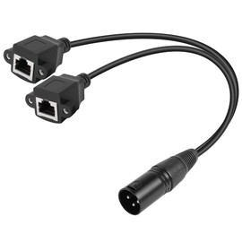 GELRHONR 3-Pin XLR to Dual RJ45 Cable, XLR Male to 2 RJ45 Female DMX Cat5 Ethernet Adapter Converter DMX Cable, for DMX-CON Controller Series, Stage and Recording Studio 30 cm (3 Pin XLR Male)