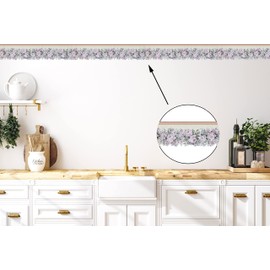 CONCORD WALLCOVERINGS ™ Wallpaper Border Floral Pattern Roses Flowers Leaves for Living Room Bedroom, Pink Yellow Green, 15 Ft by 5 in 65106DC