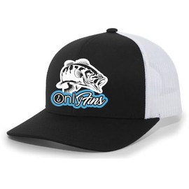 Heritage Pride Funny Parody Bass Fish Only Fins Mens Snapback Trucker Hat-Black/White