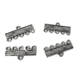 20 pcs Statement Necklace Connector Toggle Clasps Jewelry Findings Accessories Multi Strand Layer Buckle Pendant Chandelier Drop Earrings Chains Tags Charms (21 mm 5 Hole Antique Silver)