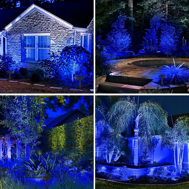 T-SUN Blue Solar Spot Lights Outdoor 4 Pack, 49 LED