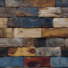 FLFK Faux Wood Bricks Wallpaper,Peel and Stick Wood Grain Wall Mural for Living Room, Bedroom, Kitchen, Office, Apartment Decor 16"x128"