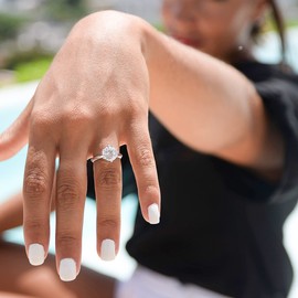 espere 3 Ct CZ Solitaire Engagement Ring Sterling Silver White Gold Plated Size 4.5