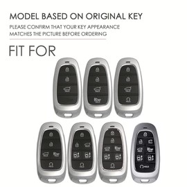 ontto Alloy Car Key fob Cover Fit for Hyundai Sonata Hybrid Nexo DN8 Tucson NX4 New Grand Santa Fe Atos Solaris Prime Smart Key case Shell Holder Bag Keyring Keychain Accessories Blue A