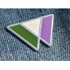 Applicable Pun Genderqueer Flag Triangles Lavender White and Green Enamel
