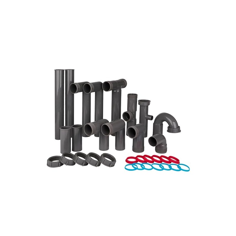 Universal 1-1/2" Kitchen Sink Drain Kit with P-Trap – Complete