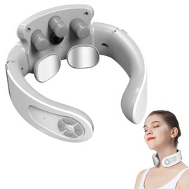 Nackenmassagegerät, Intelligentes Sprachansagen Nackenmassagegerät mit 42°C Wärmetherapie, 5 Modi 15 Intensitätsstufen Tragbar Elektrisches Massagegerät für Zuhause Büro Reise