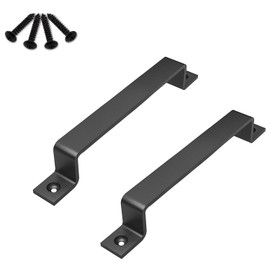 6.1" Barn Door Handles - Gate Pulls for Wooden Fences Shed Garage Sliding Door - Pull Handle Rustic Farmhouse Industrial Style - Outdoor Indoor Exterior and Interior Pulls (6.1" -2pcs(Black))