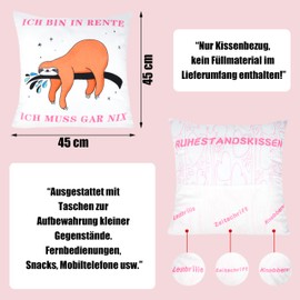 Shoppawhile Retirement Gift Retirement Gift Woman Retirement Pillow 45 x 45 cm Leaving Gift Colleague Funny Retirement Gifts Double Sided Decorative Cushion Covers with 3 Pockets