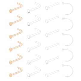 QWALIT Clear Nose Studs Clear Nose Rings for Work Plastic Nose Rings for Surgery Invisible Nose Piercing Retainer 18g Skin Color Nude