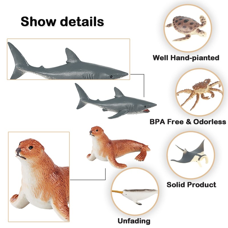 EOIVSH 24PCS Mini Ocean Animal Figurines - Realistic Sea Creatures